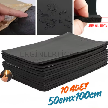 Ticari Araç Karavan Panelvan Oto Ses Yalıtım Malzemesi 13mm Kalınlıkta 50cmx100cm (10Adet)