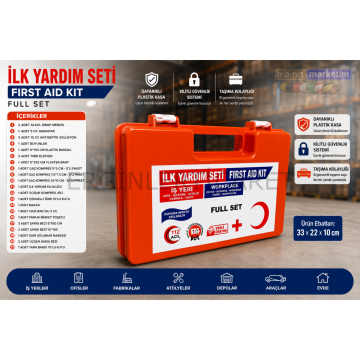 İlk Yardım Çantası Full Set – 10 Adet Toplu Paket, İş Yeri, Fabrika, Ofis ve Araç İçin (10 Adet)