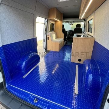 PVC Desenli Zemin Kaplama Muşambası 2mm 1x5 Metre Kaymaz Araç Konteyner Oto Taban Kaplaması Mavi
