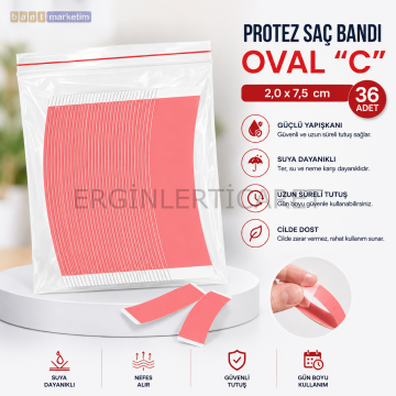 Protez Saç Bandı 36'lı Güçlü Yapışkanlı Saç Sistemi Peruk ve Postiş Bandı Kırmızı