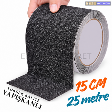 Siyah Merdiven ve Zemin Kaydırmaz Kaymaz Bant 150mm X 25mt